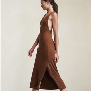 Reformation Dilettante Dress in Cocoa - Ribbed Knit dress